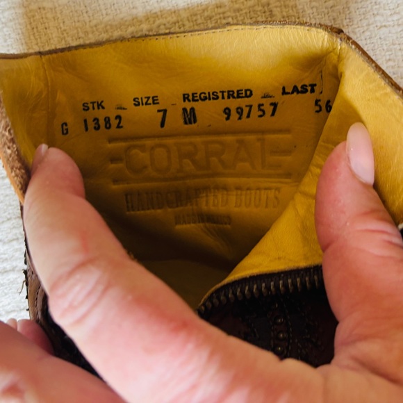 Corral Distressed Brown Leather Cowboy Boots Women’s Size 7 M Stk G1382 - Picture 12 of 12